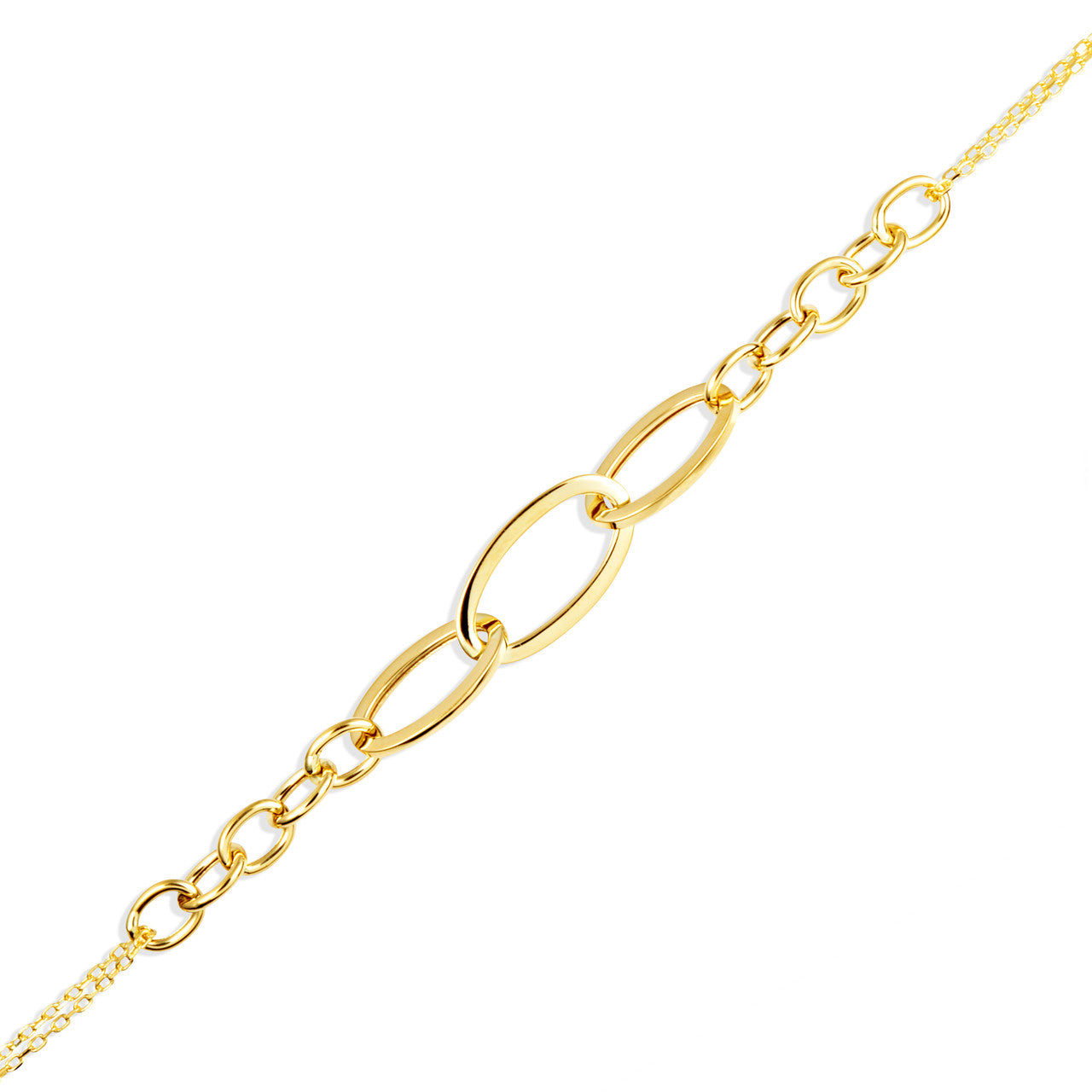 14K Yellow Gold Oval Chain Link Love Knot Bracelet 7