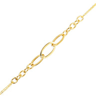 14K Yellow Gold Oval Chain Link Love Knot Bracelet 7