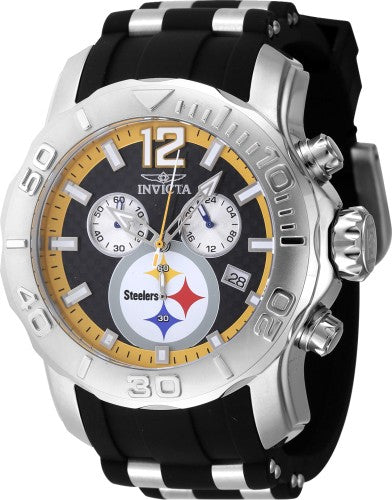 Invicta Men's 48001 NFL Pittsburgh Steelers Quartz Chronograph Black Dial Watch