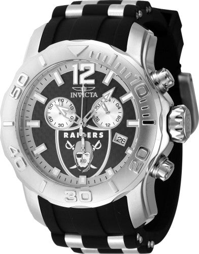 Invicta Men's 48002 NFL Las Vegas Raiders Quartz Multifunction Black Dial Watch