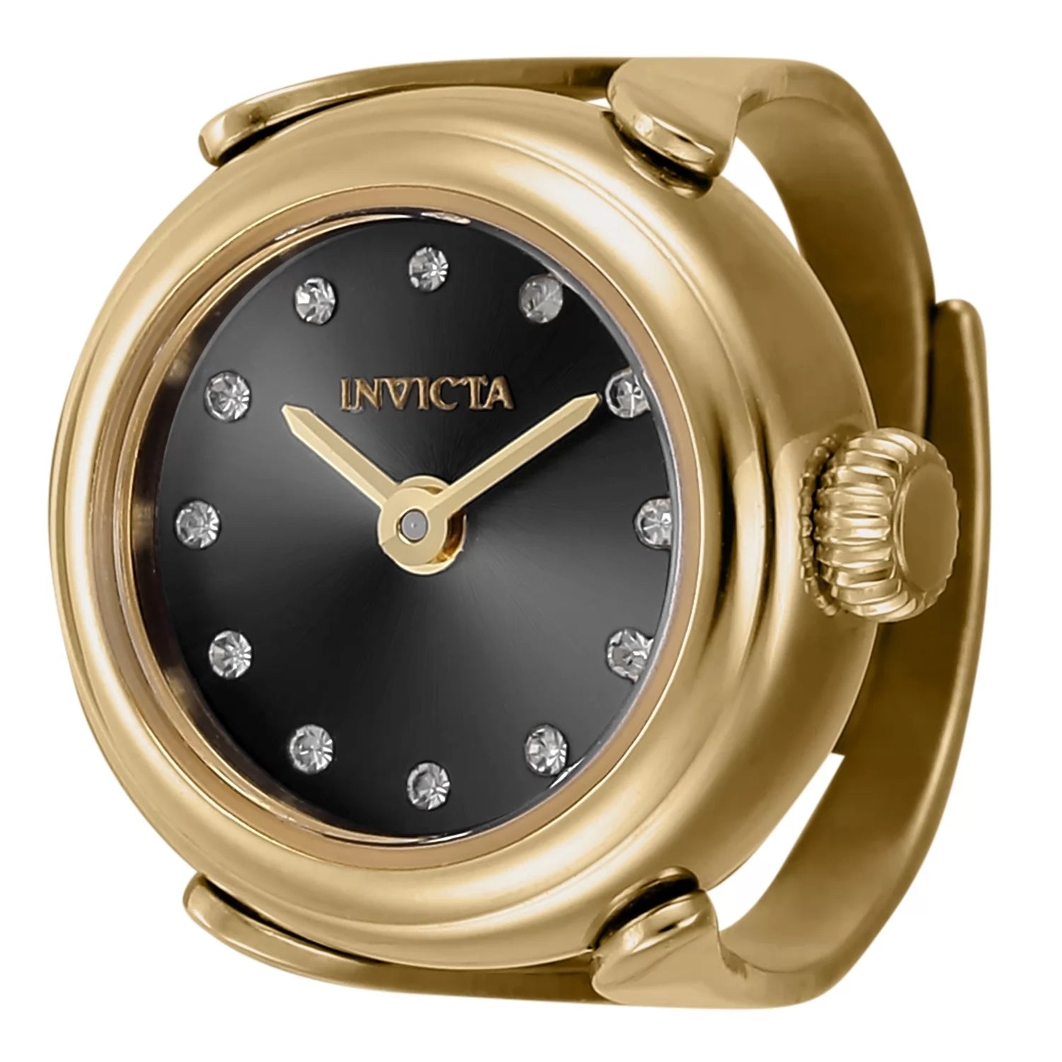Invicta Women's 44482 Mini Quartz 2 Hand Black Dial Ring Watch