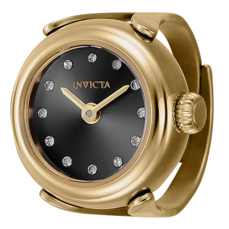 Invicta Women's 44482 Mini Quartz 2 Hand Black Dial Ring Watch