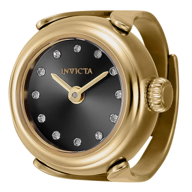 Invicta Women's 44482 Mini Quartz 2 Hand Black Dial Ring Watch