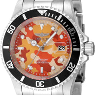 Invicta Men's 48569 Pro Diver Quartz 3 Hand Camouflage, Orange Dial Watch