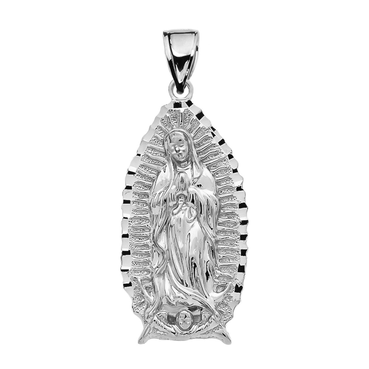 Silver Virgin Mary Pendant Guadalupe Necklace