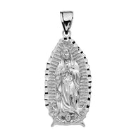 Silver Virgin Mary Pendant Guadalupe Necklace
