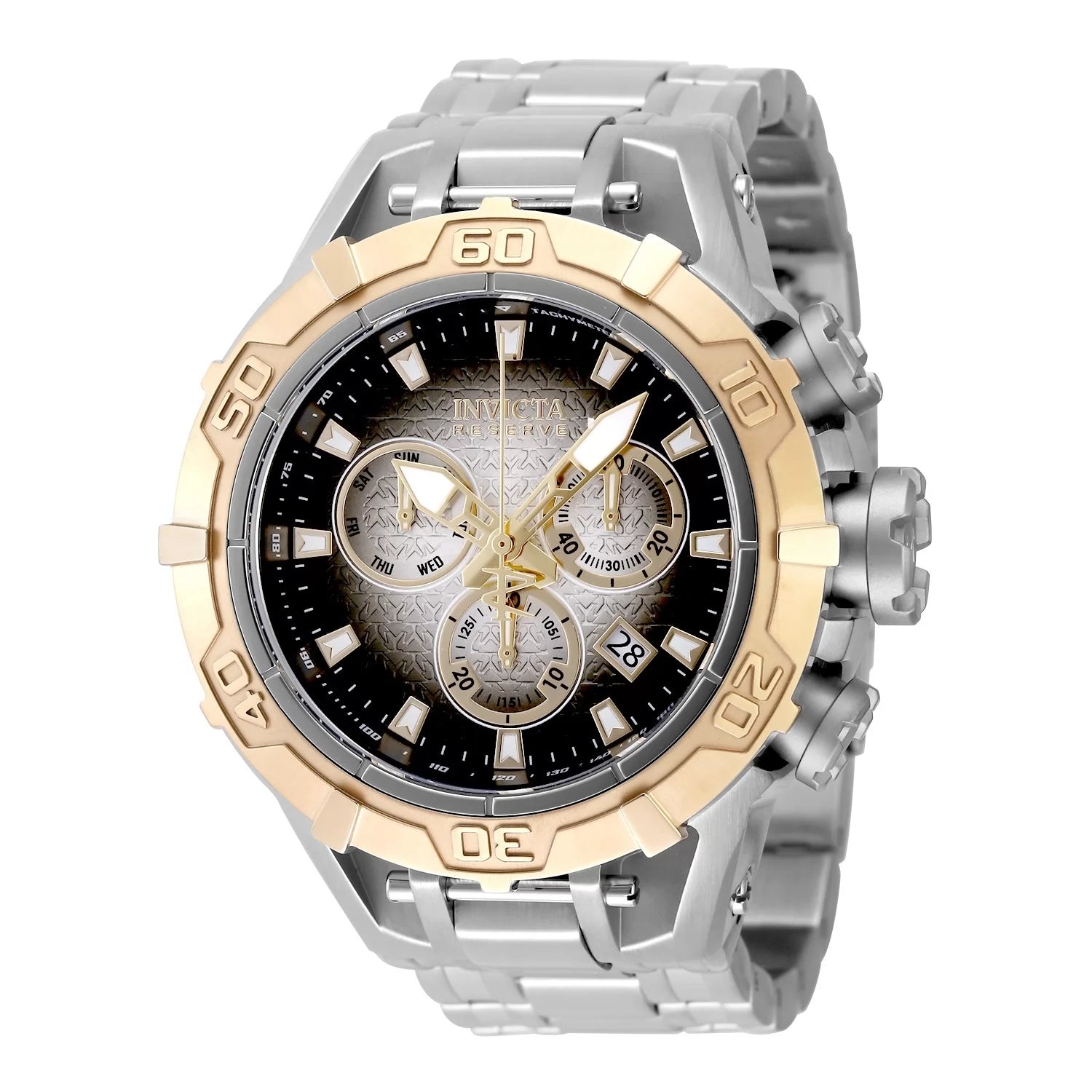 Invicta Men's 47851 Reserve Quartz 3 Hand Black, Silver Dial Watch