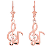 Gold Diamond Treble Clef Music Note Earrings (Available in Yellow/Rose/White Gold)