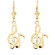 Gold Diamond Treble Clef Music Note Earrings (Available in Yellow/Rose/White Gold)