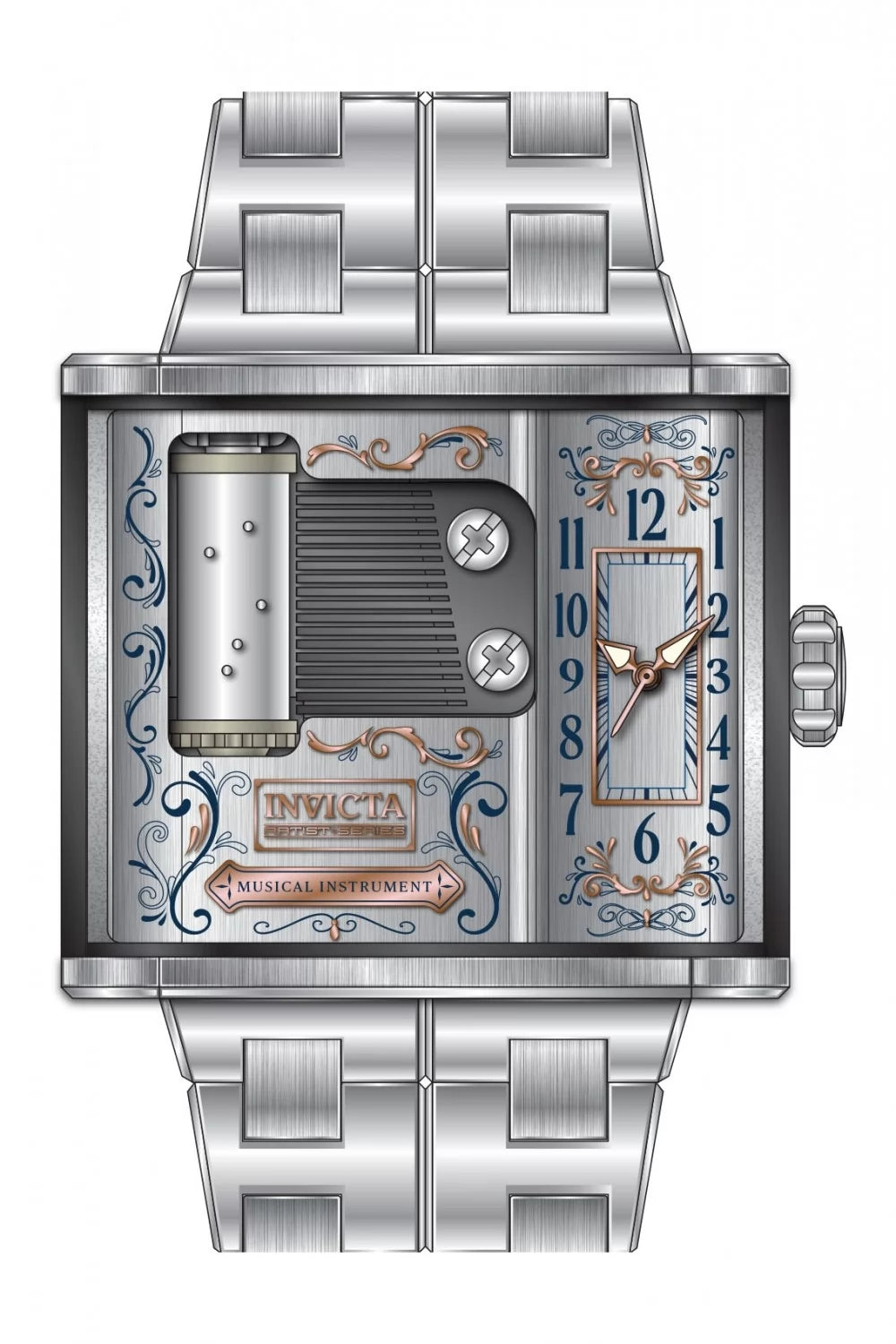 InvictaMen's 49474 Artist Quartz 763 Rose Gold, Silver, Blue Dial Watch