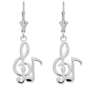 Gold Diamond Treble Clef Music Note Earrings (Available in Yellow/Rose/White Gold)