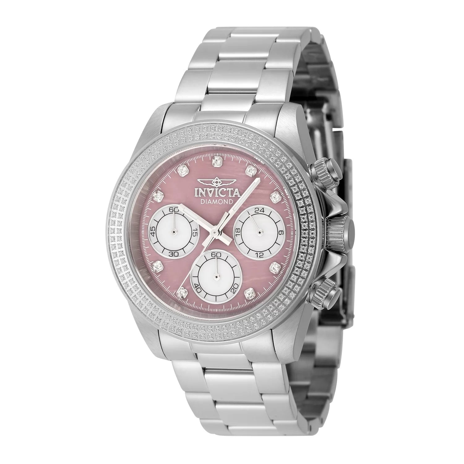 Invicta Women's 48756 Elite Diamond Quartz Chronograph Pink, White Dial Watch