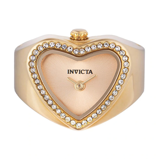 Invicta Women's 49574 Mini Quartz 2 Hand Gold Dial Ring Watch