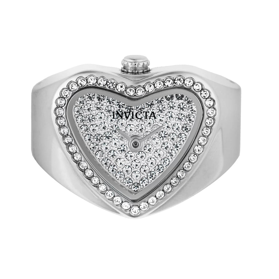 Invicta Women's 49578 Mini Quartz 2 Hand Silver, White Dial Ring Watch