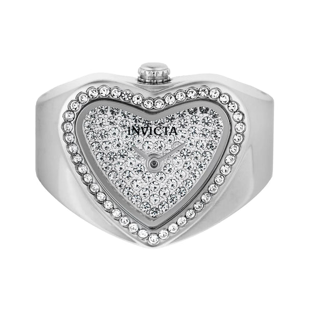 Invicta Women's 49578 Mini Quartz 2 Hand Silver, White Dial Ring Watch