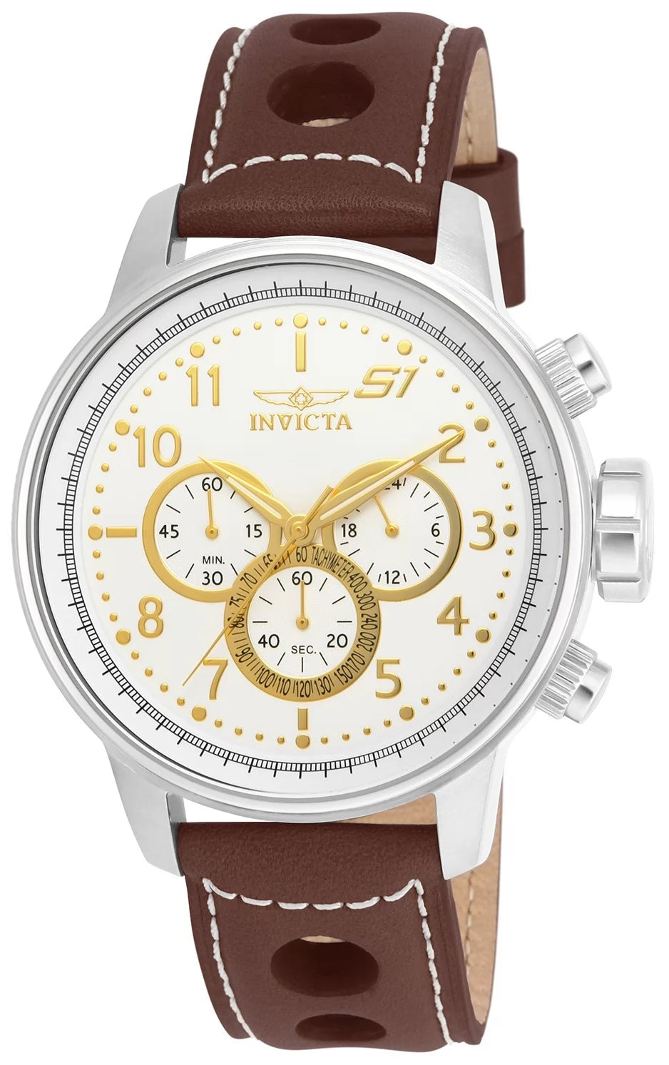 Invicta Men's 16010 S1 Rally Quartz Multifunction Gold, Antique Silver Dial Watch