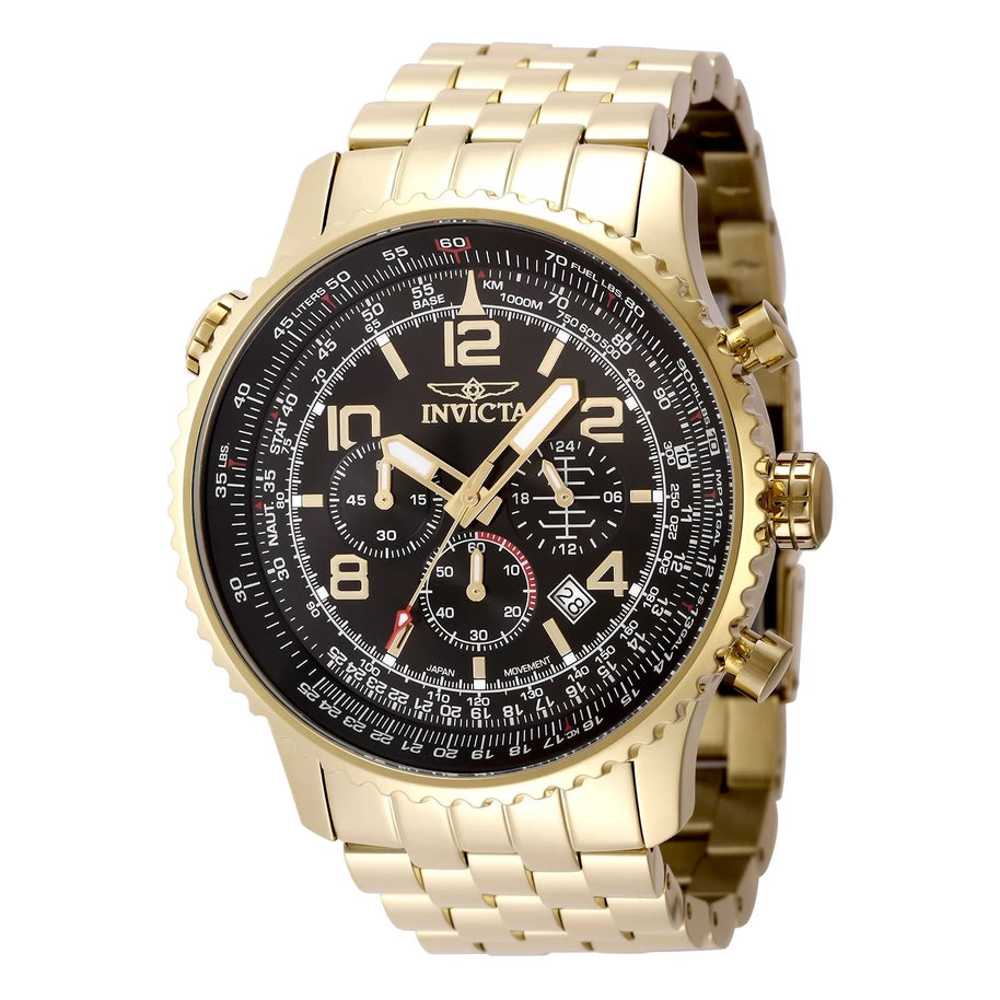Invicta Men's 49082 Aviator Quartz VD53 Black Dial Watch