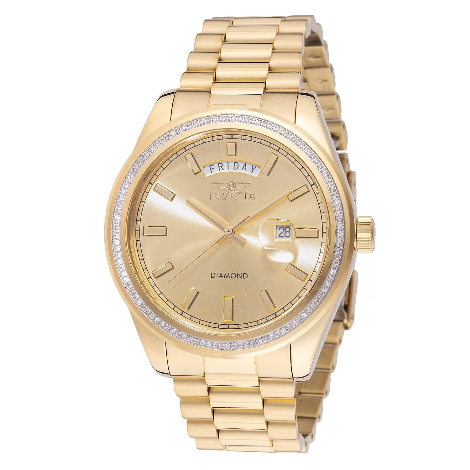 Invicta Men's 48760 Elite Diamond Quartz 3 Hand Gold Dial Watch