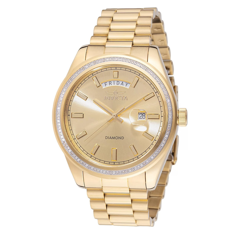 Invicta Men's 48760 Elite Diamond Quartz 3 Hand Gold Dial Watch