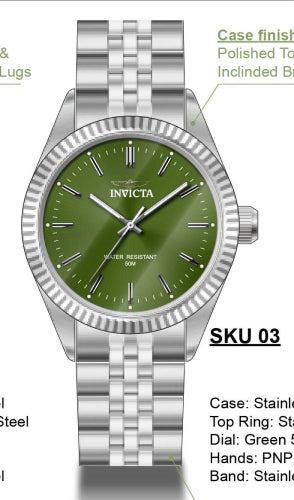 Invicta Women's 49217 Specialty Quartz 3 Hand Green Dial Watch