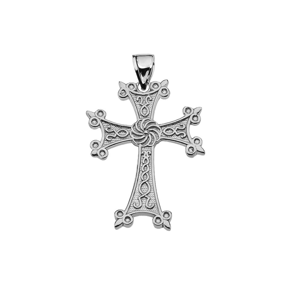 Eternity Armenian Cross "Khachkar" Sterling Silver Religious Pendant Necklace(S/M/L)
