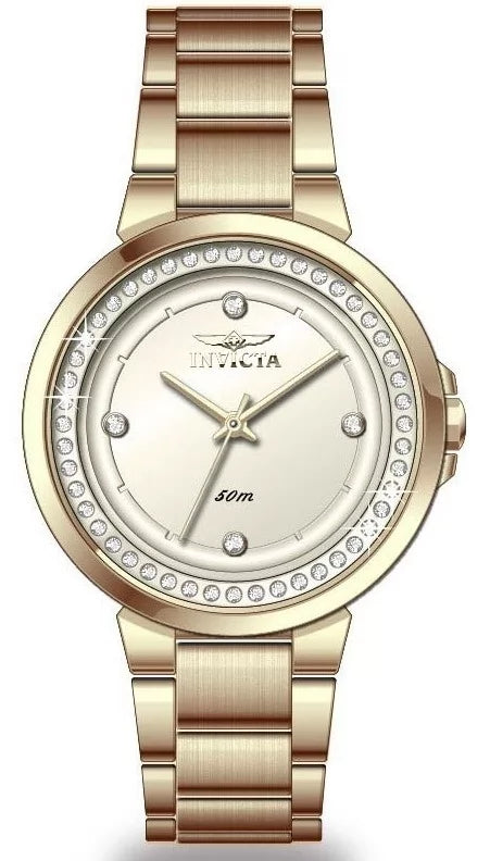 InvictaWomen's 50165 Angel Quartz PC21S Gold Dial Watch
