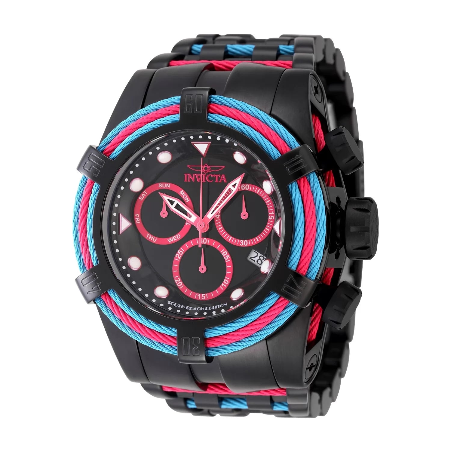 Invicta Men's 48605 Bolt Quartz Chronograph Hot Pink, Black Dial Watch