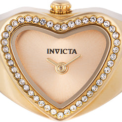 Invicta Women's 49574 Mini Quartz 2 Hand Gold Dial Ring Watch