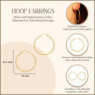 14K Yellow Gold Diamond Cut Tube Hoop Earrings