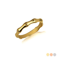 Gold Stackable Bamboo Band Ring (Available in Yellow/Rose/White Gold)