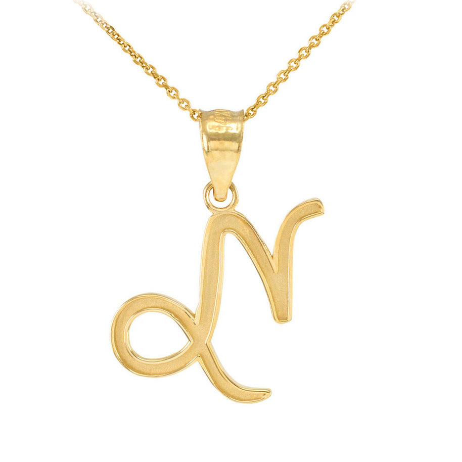 Gold Zodiac Sign Pendant Necklace (Available in Yellow/Rose/White Gold)