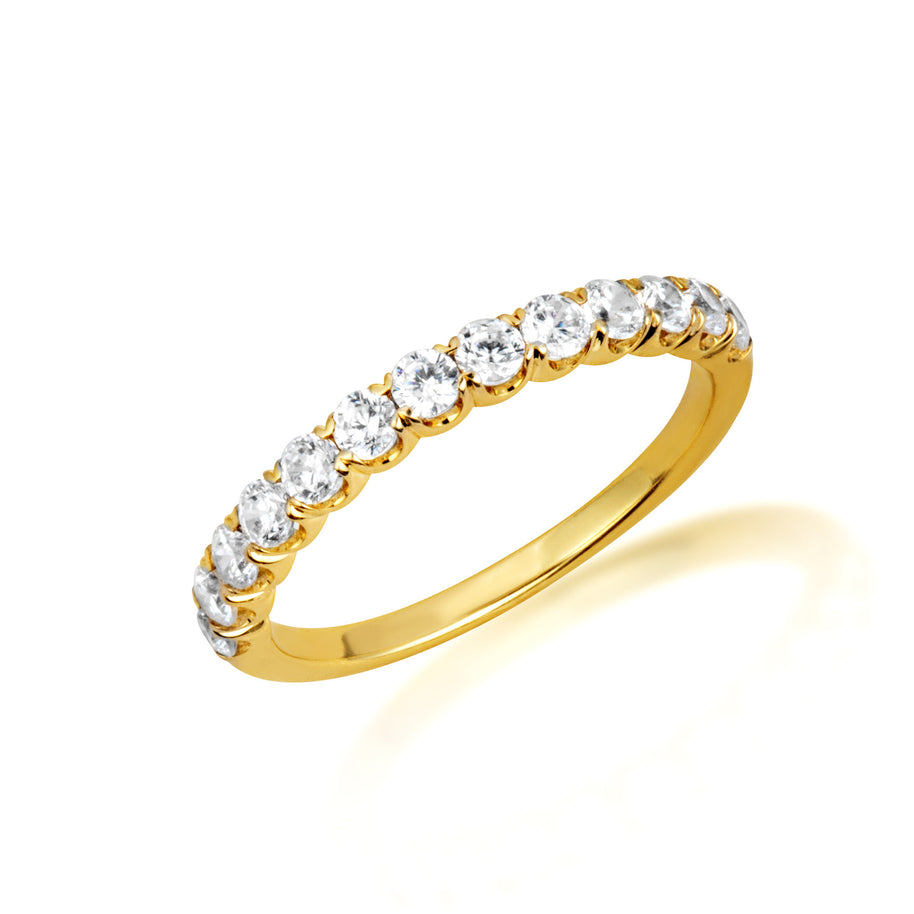 Gold Pave Set Lab Grown Diamond Engagement Wedding Band Ring (Available in Yellow/Rose/White Gold)
