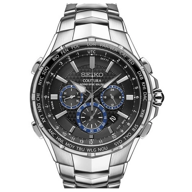 SSG009 Seiko Coutura Radio Sync Solar Chronograph Stainless Men's Watch