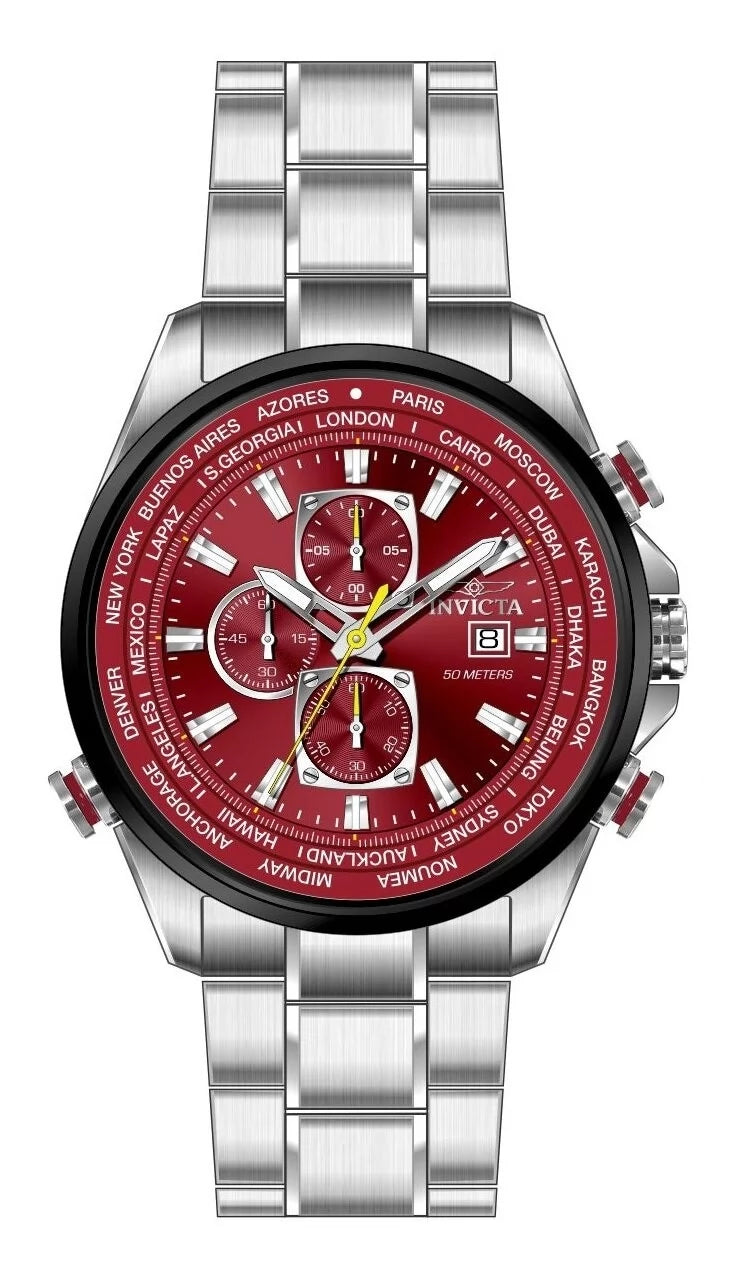 Invicta Men's 50500 Aviator Quartz VD57 Dark Red Dial Watch