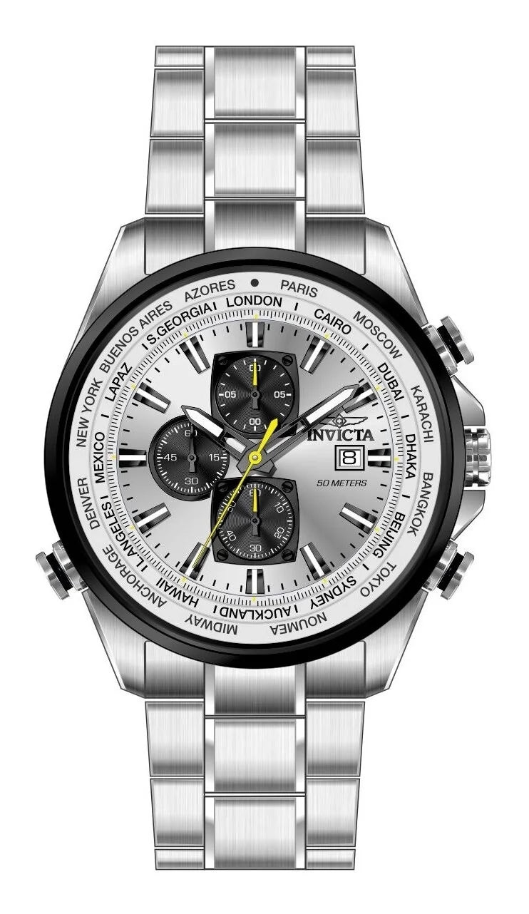 Invicta Men's 50501 Aviator Quartz VD57 Silver Dial Watch