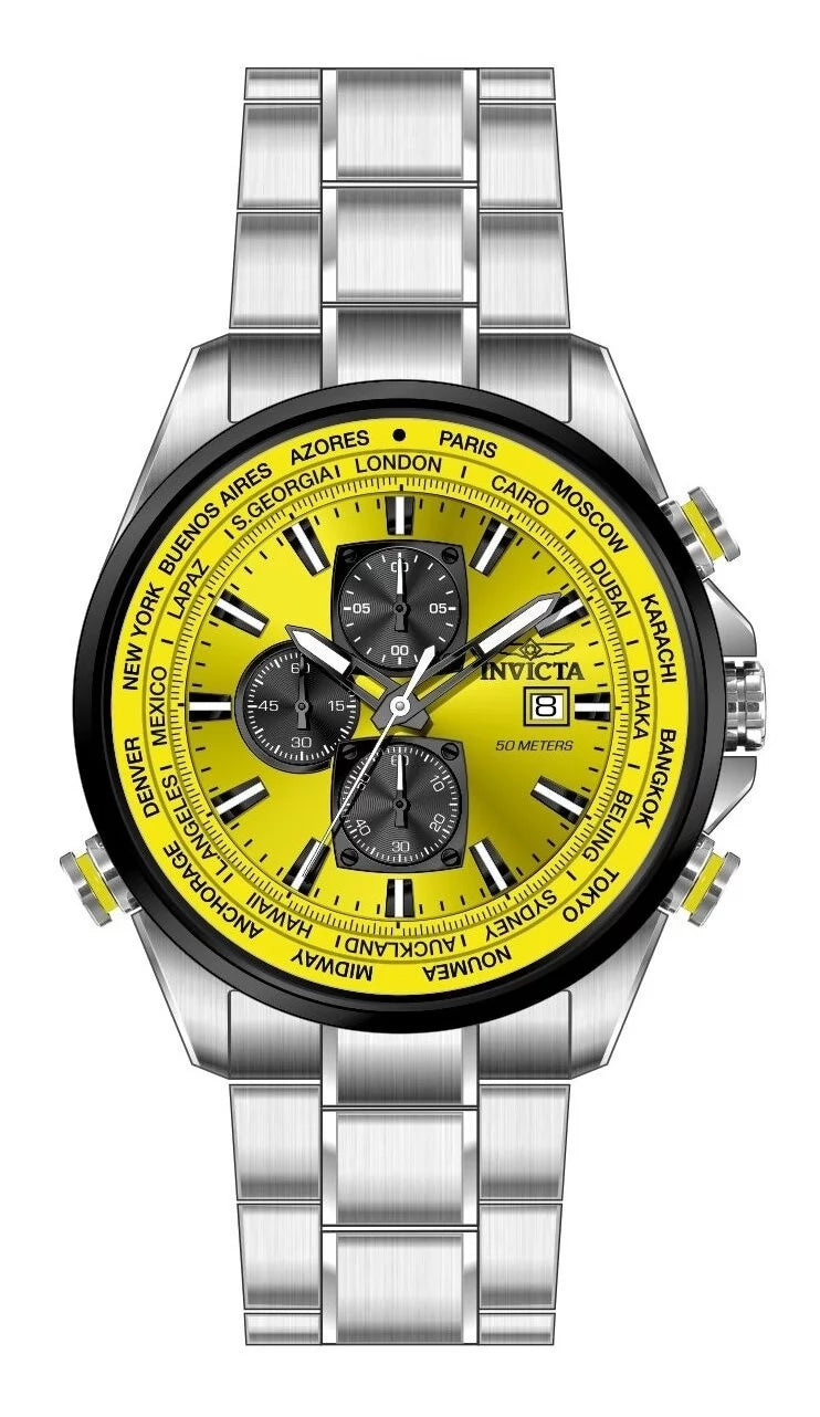 Invicta Men's 50503 Aviator Quartz VD57 Yellow Dial Watch