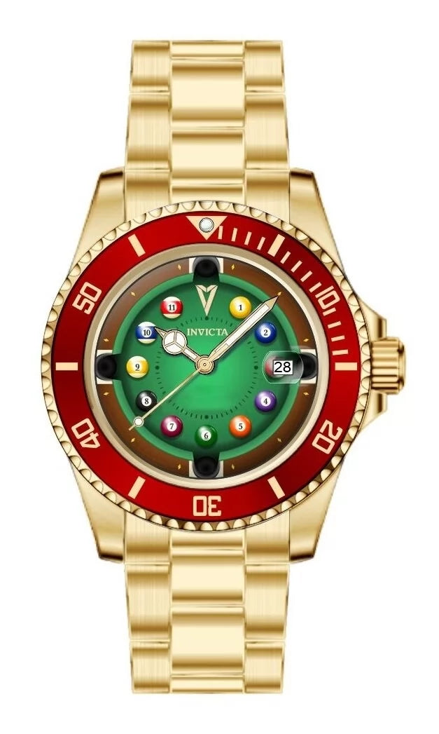 Invicta Men's 50522 Pro Diver Quartz PC32 Green, Red Dial Watch