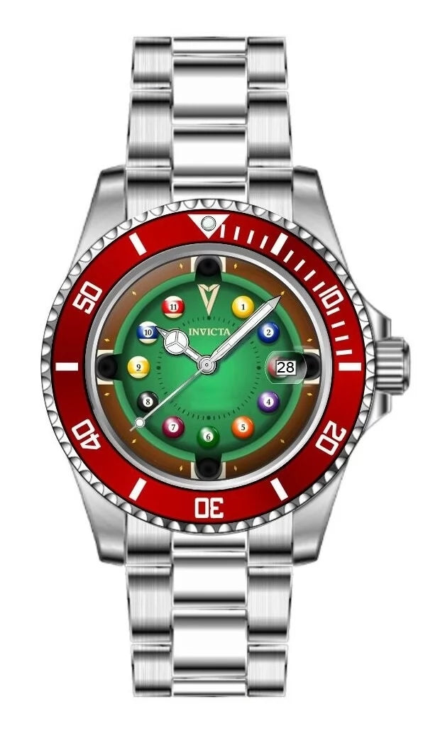 Invicta Men's 50523 Pro Diver Quartz PC32 Green, Red Dial Watch