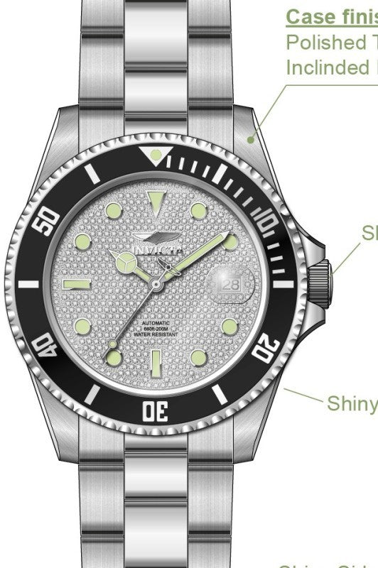Invicta Men's 50282 Pro Diver Mechanical NH35 Silver Dial Watch
