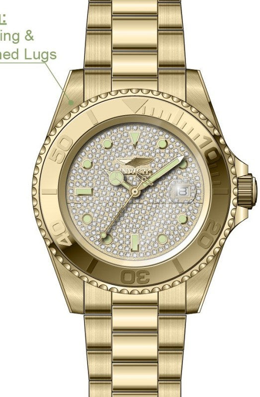 Invicta Men's 50288 Pro Diver Quartz PC32S Gold, Silver Dial Watch