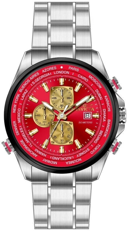 Invicta Men's 50502 Aviator Quartz VD57 Red Dial Watch
