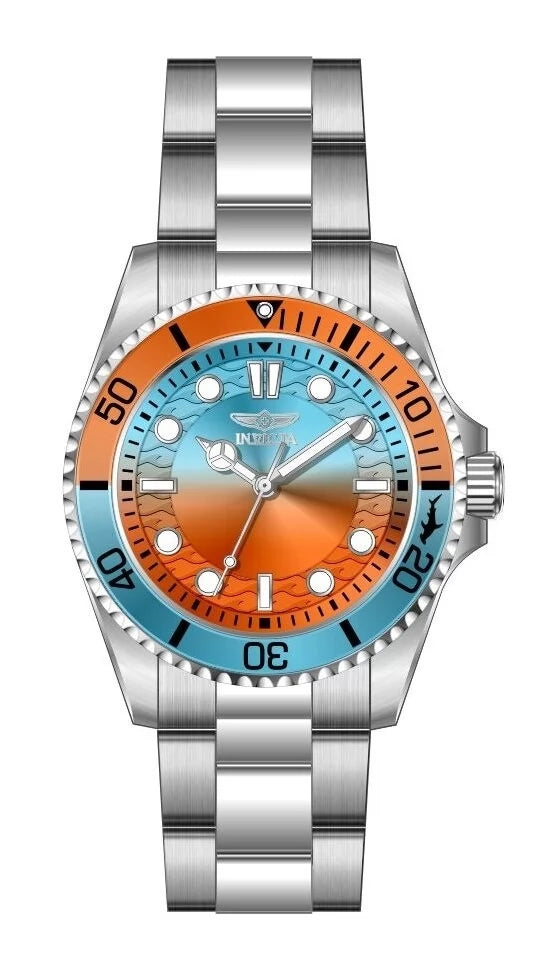 InvictaWomen's 50955 Pro Diver Quartz PC21 Gradient, Light Blue, Orange Dial Watch