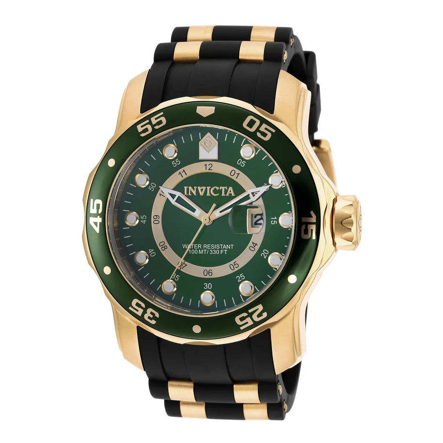 Invicta Men's 6994 Pro Diver Quartz GMT Gold, Green Dial Watch