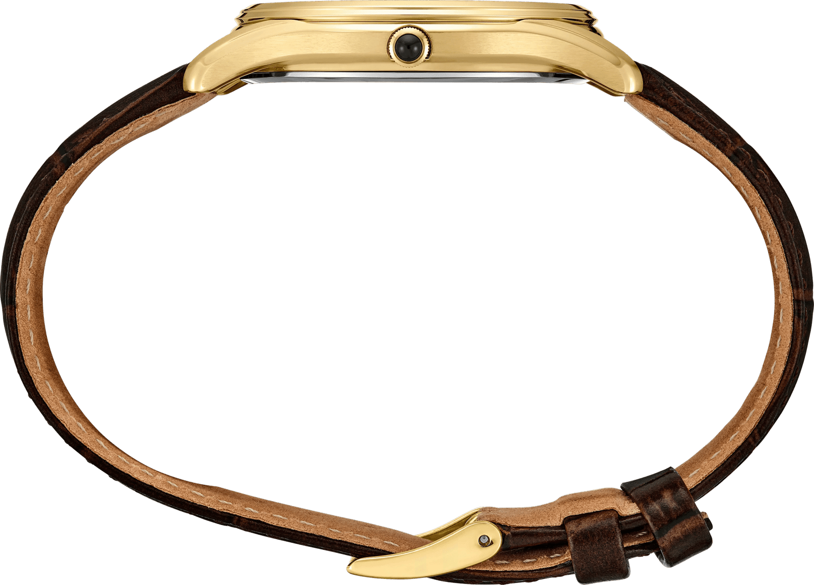 SRK050 Seiko Essentials Quartz White Dial Brown Leather Gold Men's Watch