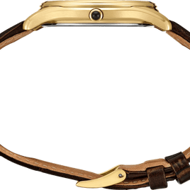 SRK050 Seiko Essentials Quartz White Dial Brown Leather Gold Men's Watch