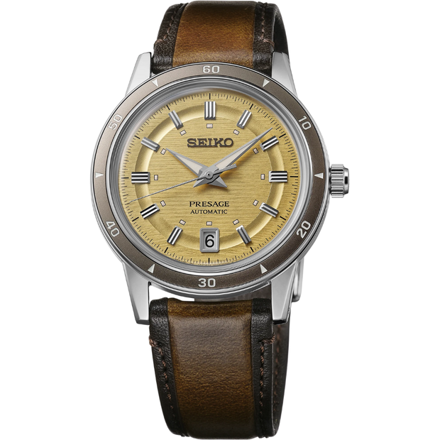 Seiko SRPL75 Presage Gold Dial Automatic Leather Men's Watch