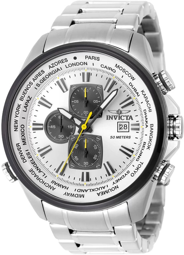 Invicta Men's 50501 Aviator Quartz VD57 Silver Dial Watch