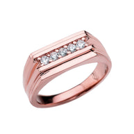 Gold 0.25 Carat Diamond Bar Men's Ring (Available in Yellow/Rose/White Gold)