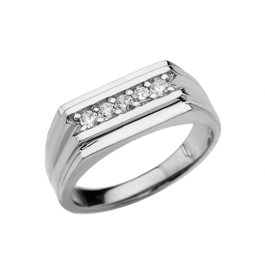 Gold 0.25 Carat Diamond Bar Men's Ring (Available in Yellow/Rose/White Gold)
