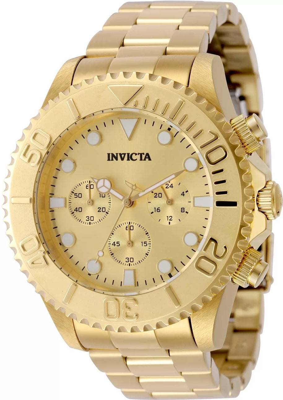 Invicta Men's 50588 Pro Diver Quartz VD54 Gold Dial Watch